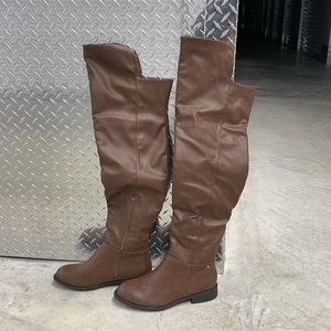 Brown Charlotte Russe Faux Leather Over-The-Knee Boots